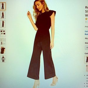 Sleeveless ruffle trim wide leg jumpsuit